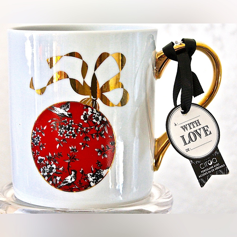 CIROA WITH LOVE MUG PORCELAIN REAL GOLD CHRISTMAS